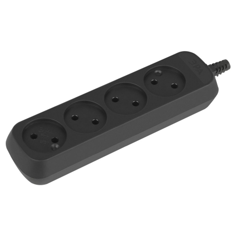 Колодка ЭРА KX-4-B 4 розетки без зазeмления черная | Электротовары