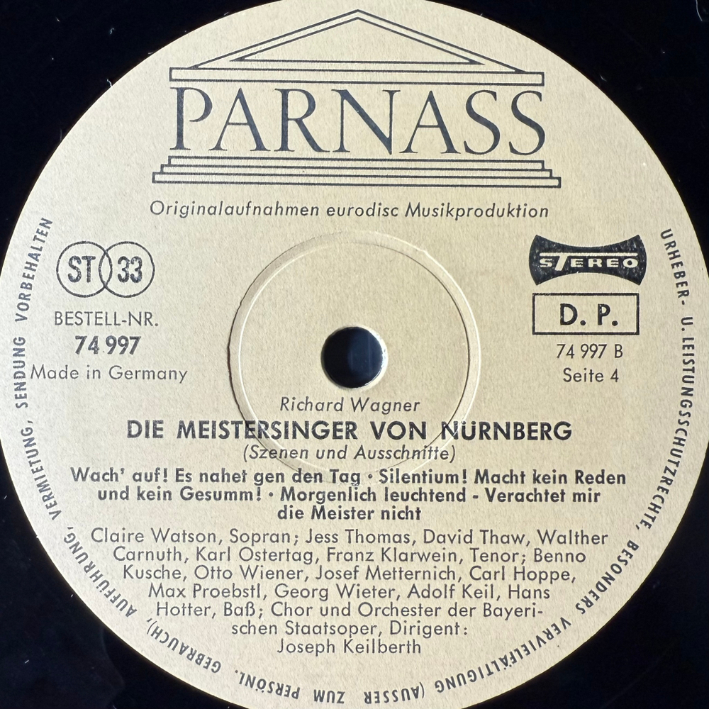 Вагнер - Нюрнбергские мейстерзингеры 2LP (Германия 1967г.)