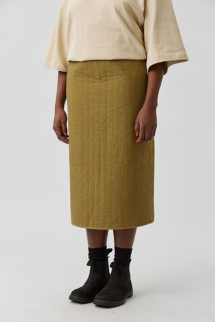 Стеганая юбка из вареного хлопка хаки