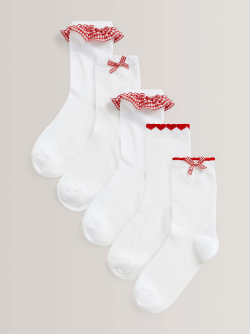 Носки хлопковые школьные для девочки Next A45-568, 5 шт., Белый