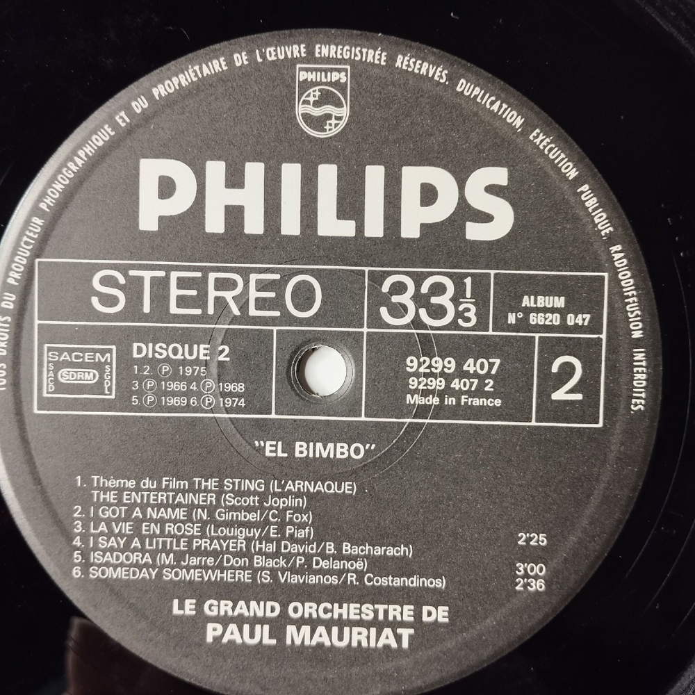 Винтажная виниловая пластинка LP Поль Мориа Le Grand Orchestre De Paul Mauriat El Bimbo (France 1975) Dalila