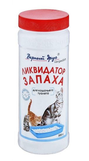 Верный друг Ликвидатор против запаха для кошачьих туалетов порошок 500 г