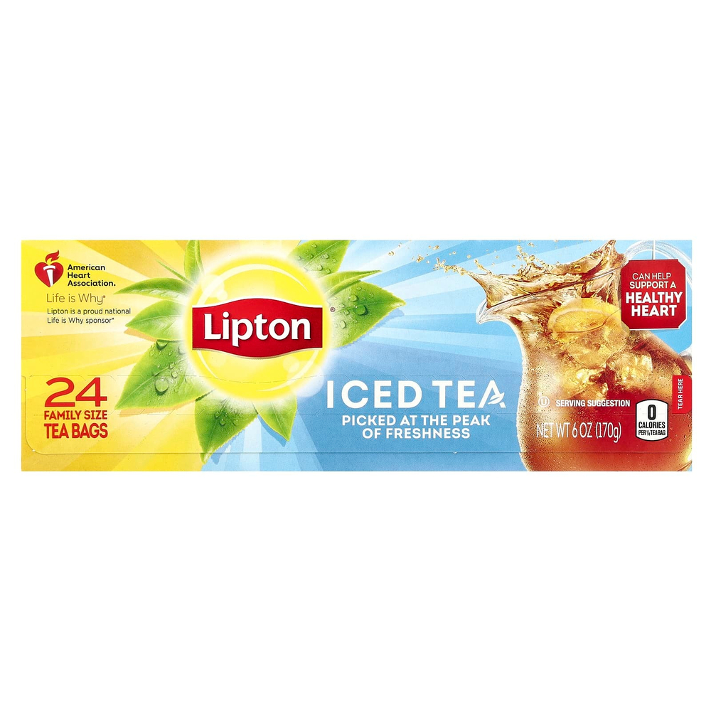 Lipton, Черный чай со льдом, 24 чайных пакетика для всей семьи, 170 г (6 унций)