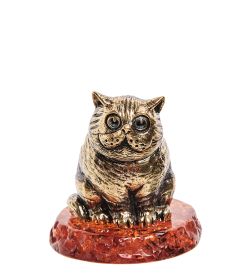 Народные промыслы AM-2261 Фигурка «Кот Бублик» (латунь, янтарь)