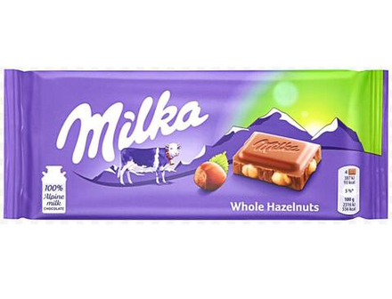 Шоколад Милка/Milka Whole Hazelnut Chocolate молочный цельный орех 100г. (122руб./шт.) (17шт./кор.) (Европа) ООО ГЛОБАЛ