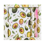 Блокнот детский Basir на замке, с ручкой, формат А6, серия "Авокадо", переплет 7БЦ, 15*11 см, 48 листов, 4 цвета ассорти