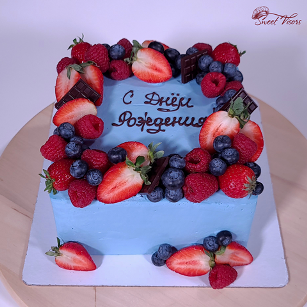 Квадратный торт на день рождения. Кондитерская Сладкие Козырьки | Sweet Visors Светланы Дегтеревой