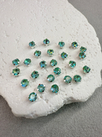 Шатоны 4 мм, Бирюзовый радужный опал в серебре, 25 шт