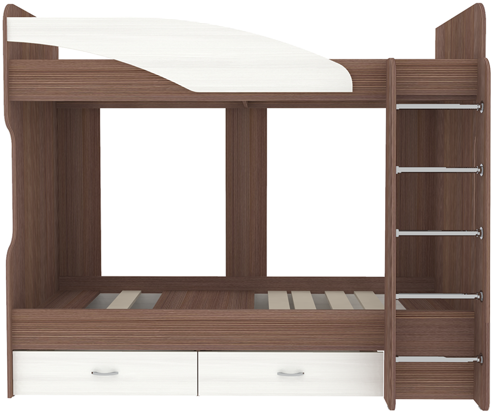 Двухъярусная кровать КарИВи Мийа Бодего Темный Белое Дерево