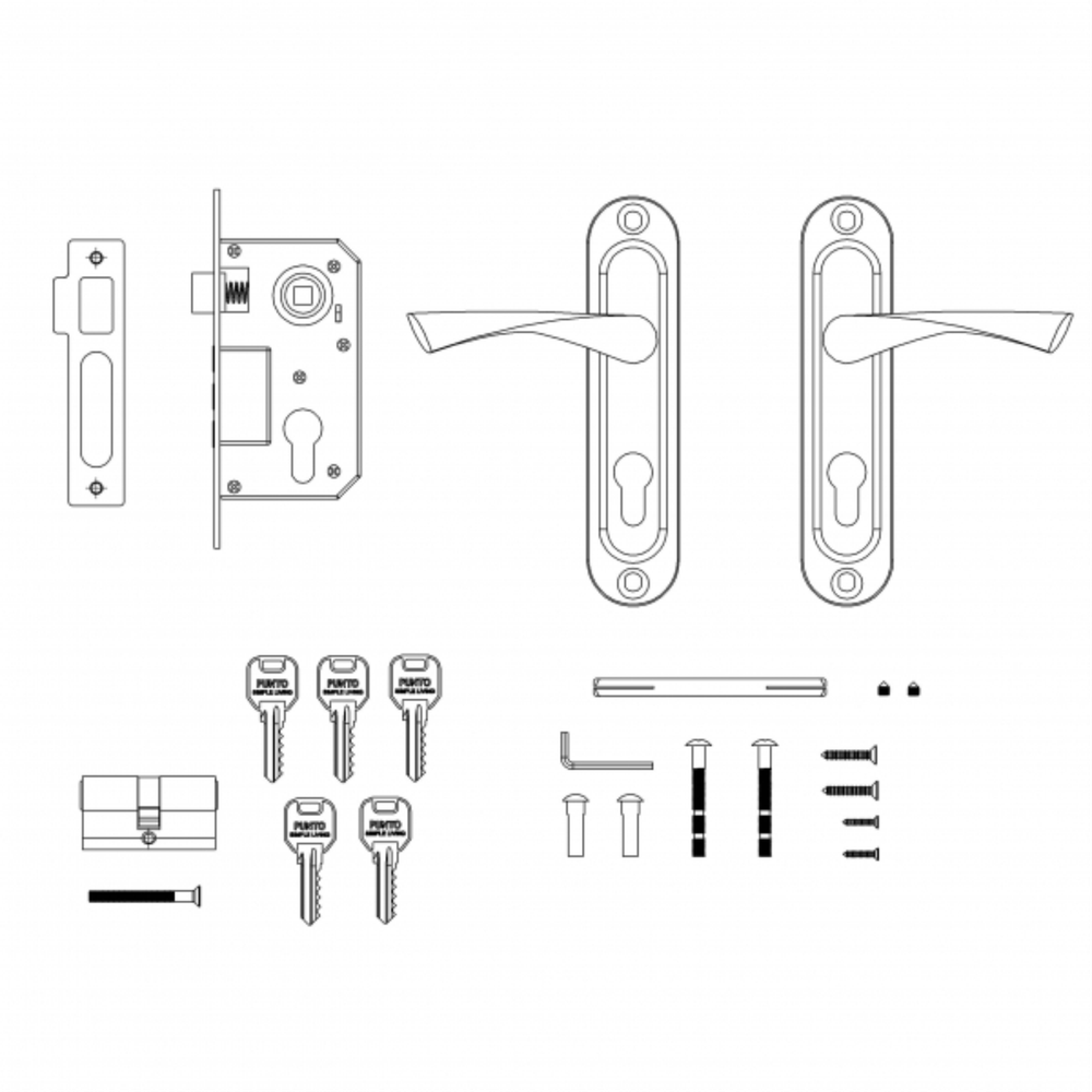 Замок с ручкой KIT P15 4061/3 CRONA SN (матовый никель)