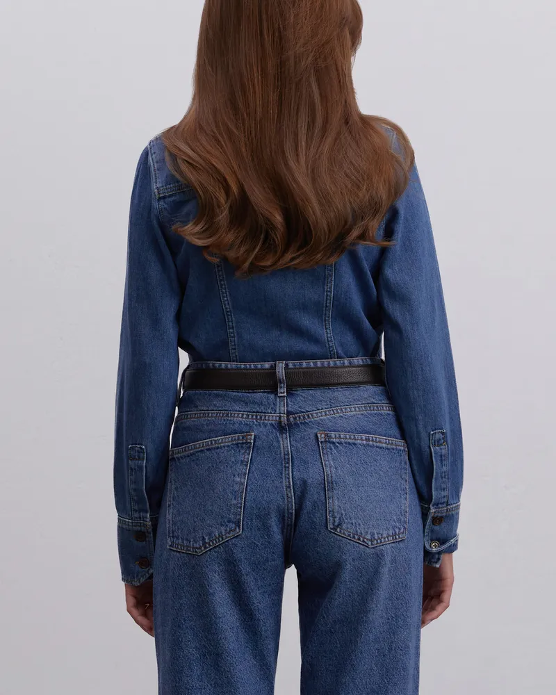 Синие джинсы прямого кроя