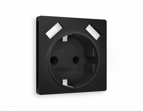 AP8090 Лицевая панель ALFA (Черный матовый) для электрической розетки с/з со шторками 2USB A+A QUANT
