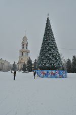 Уличная елка ствольная "Альпийская изумрудная" (пвх бело-зелёная) 13 м