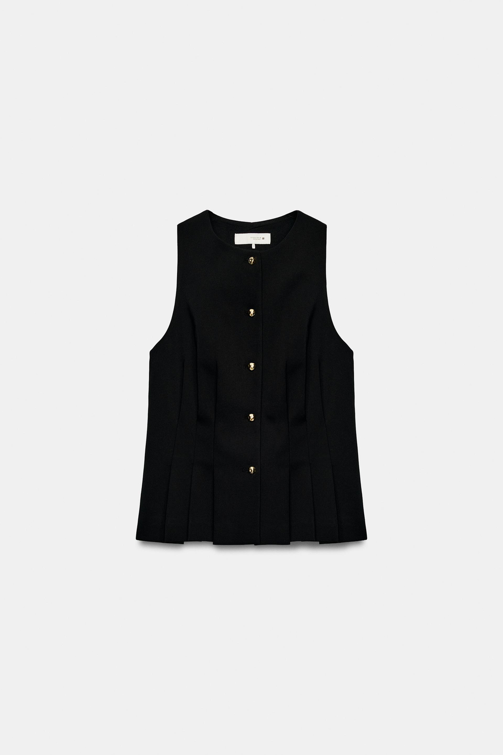 ZARA ЖИЛЕТ СО СКЛАДКАМИ, ЧЕРНЫЙ