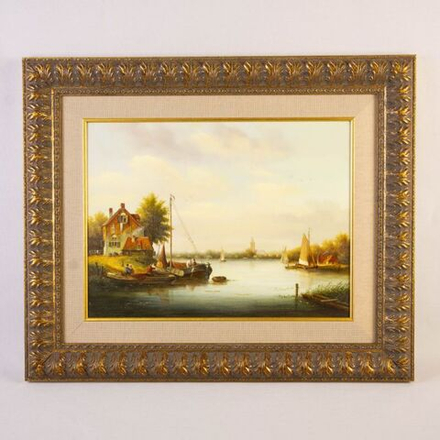 Винтаж: Антикварная картина «Голландский Пейзаж»