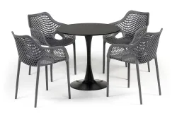 "Беллини" обеденная группа на 4 персоны, цвет темно-серый