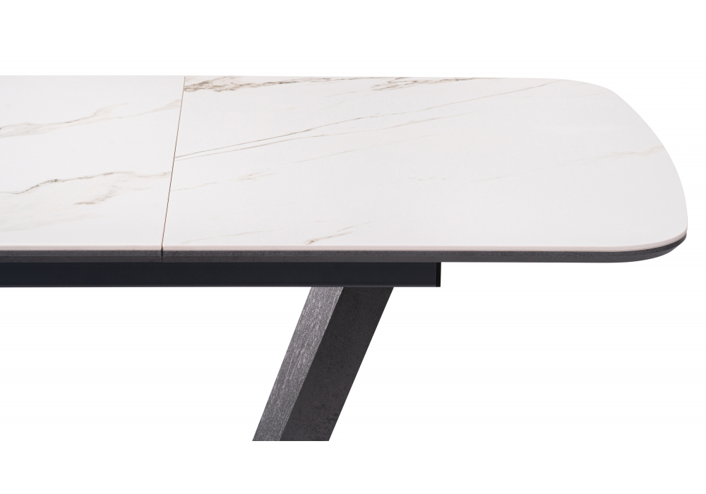 Керамический стол Woodville на тумбе Петир 120(160)х80х75 белый мрамор, графит, темный камень