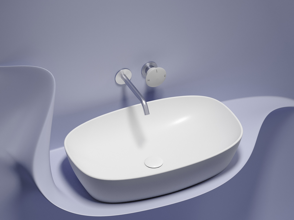 Умывальник чаша накладная овальная (цвет Белый Матовый) Element 610x385x140 мм