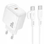 Сетевой адаптер питания BOROFONE BAS43A PD 20W + кабель Type-C - Type-C (белый)