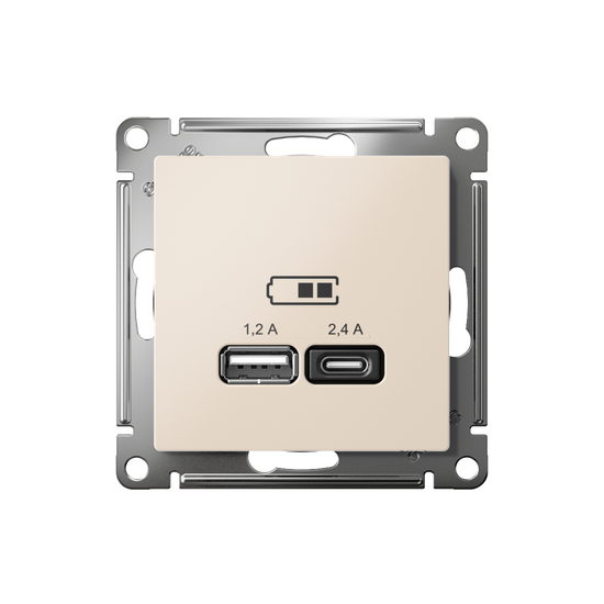 Розетка USB AtlasDesign тип A+C 5В/2.4А 2х5В/1.2А механизм беж. SE ATN000239