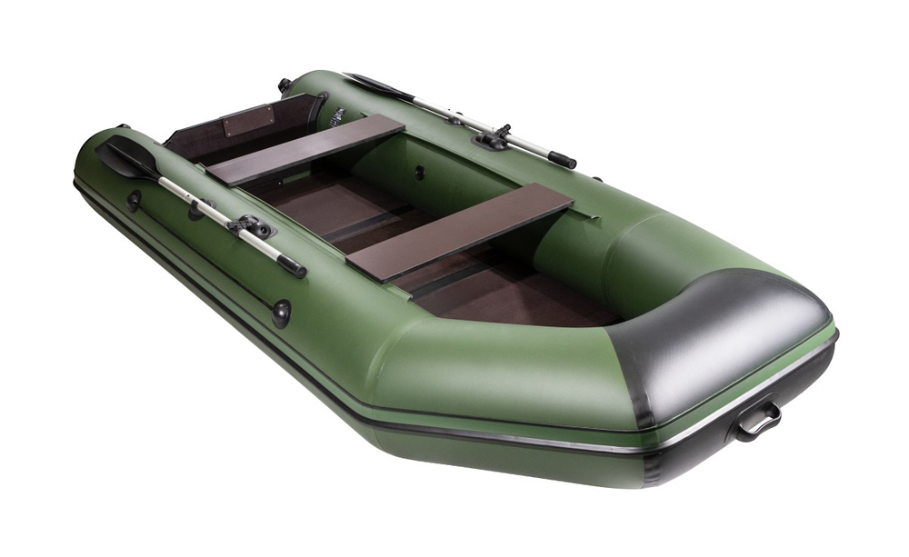 Аква-3200 СКК зеленый-черный, слань-книжка киль (лодка ПВХ под мотор)
