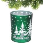 Подсвечник «Снежный лес» 10*12,5 см, Изумруд
