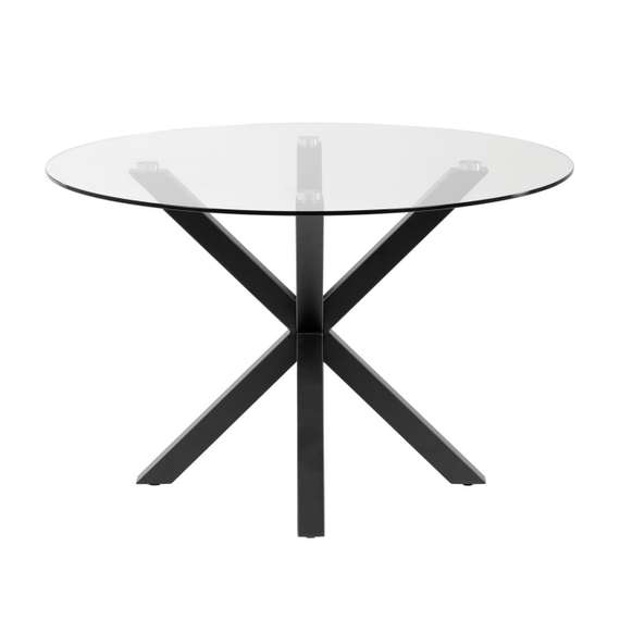 Стол Argo Ø120 см, стеклянная столешница, черные ножки