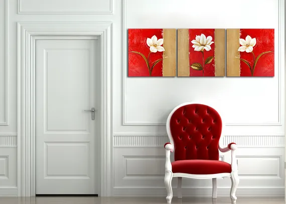 Модульная картина "триптих цветы"