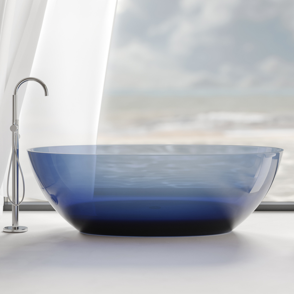 Прозрачная ванна ABBER Kristall AT9701Saphir синяя