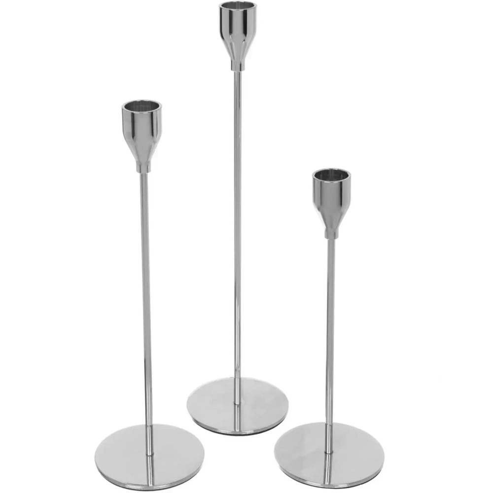 Подсвечники «SUNSHINE» 23 /28/32 см (набор 3 шт), Серебро