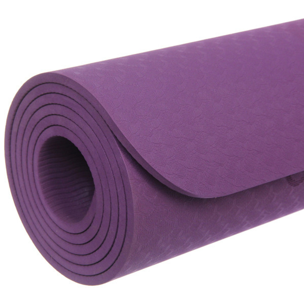 Коврик для йоги 6 мм 183*61 см «Шамбола» с лазерной гравировкой (ТРЕ), фиолетовый