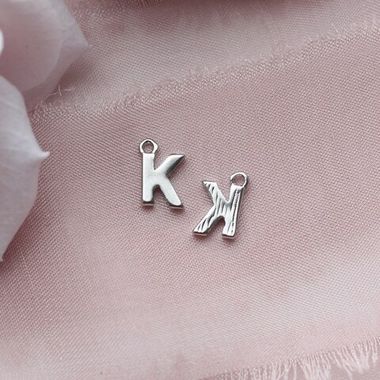 УЦЕНКА!!! Буква K, родий, 8 мм, 1 шт, У086