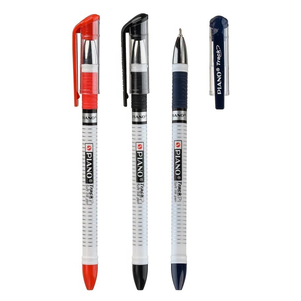 Ручка шариковая, масляная, Piano, 3 цвета чернил, серия "Piano Track", пластиковый корпус белого цвета, 50 шт