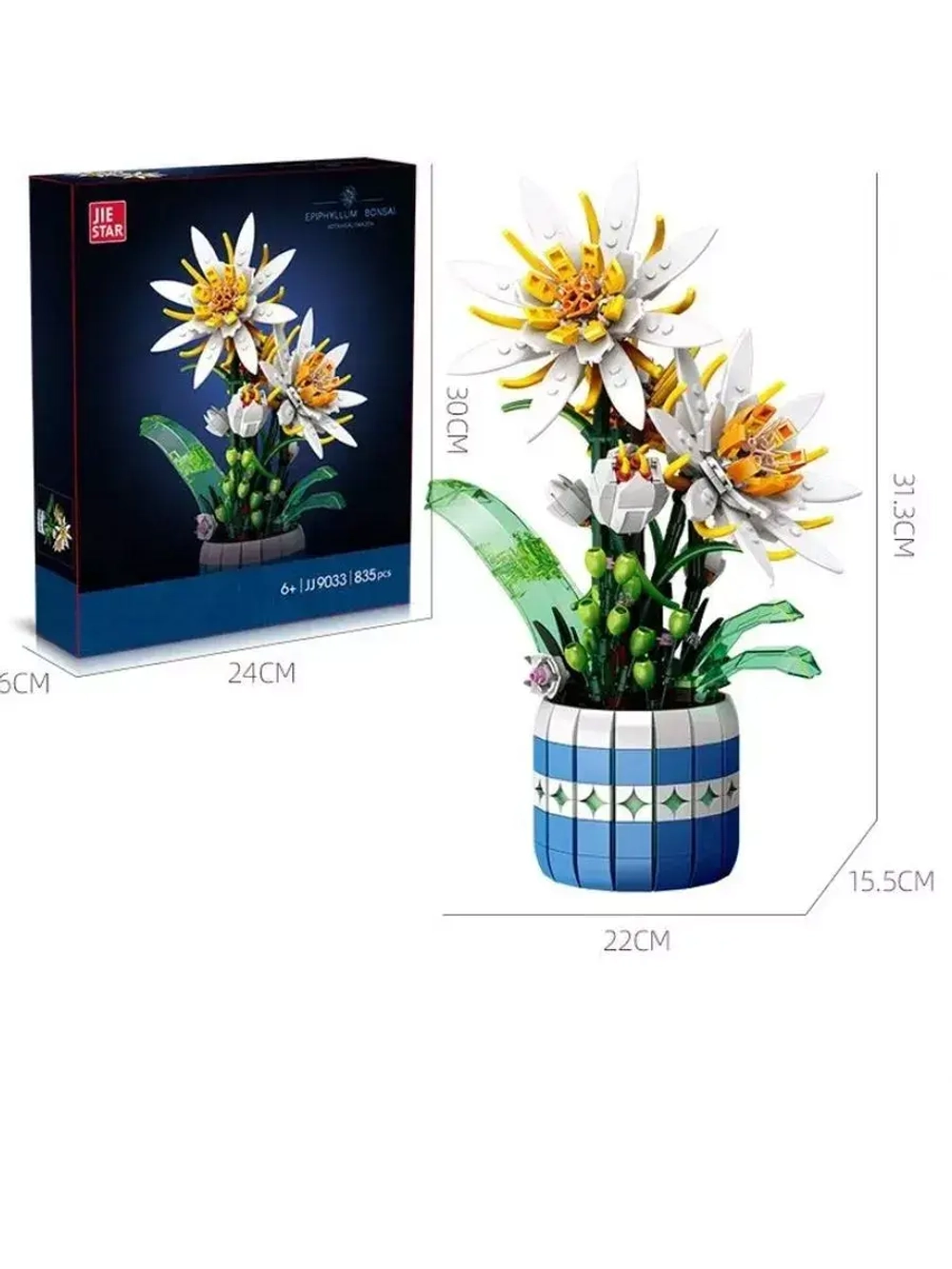 Конструктор Кактус бонсай Эпифиллум 835 деталей