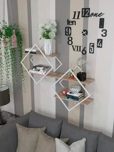 Набор полок ромб настенных белых-дуб  - БД