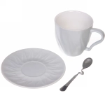 Чайная пара «Пламя» (кружка 250мл,блюдце, ложка) серая