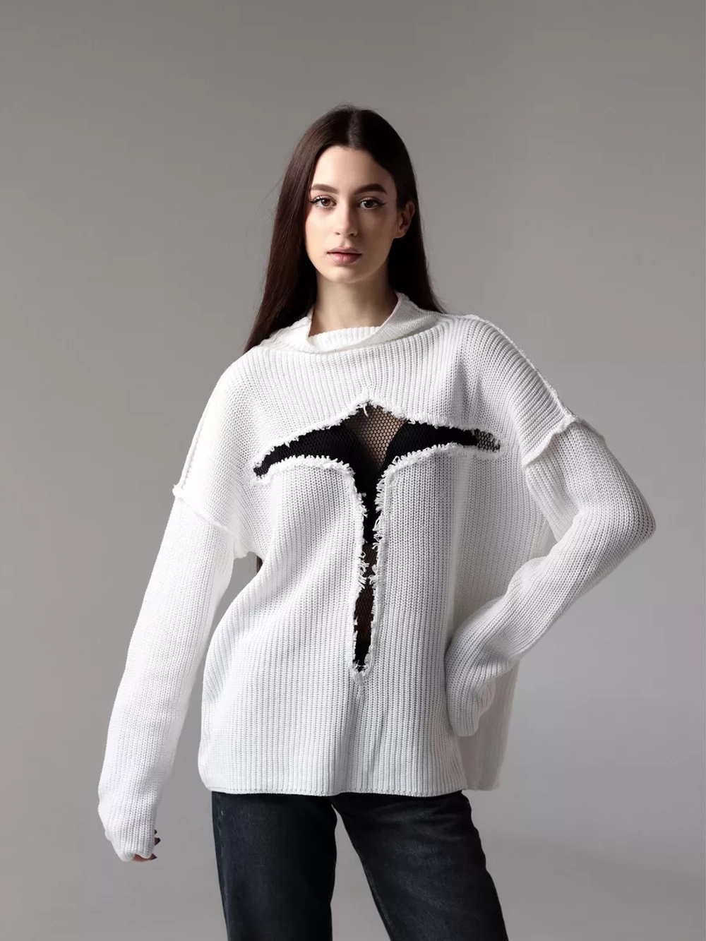 Свитер сетка оверсайз