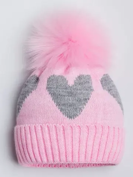 Шапка для девочки зимняя вязаная с помпоном