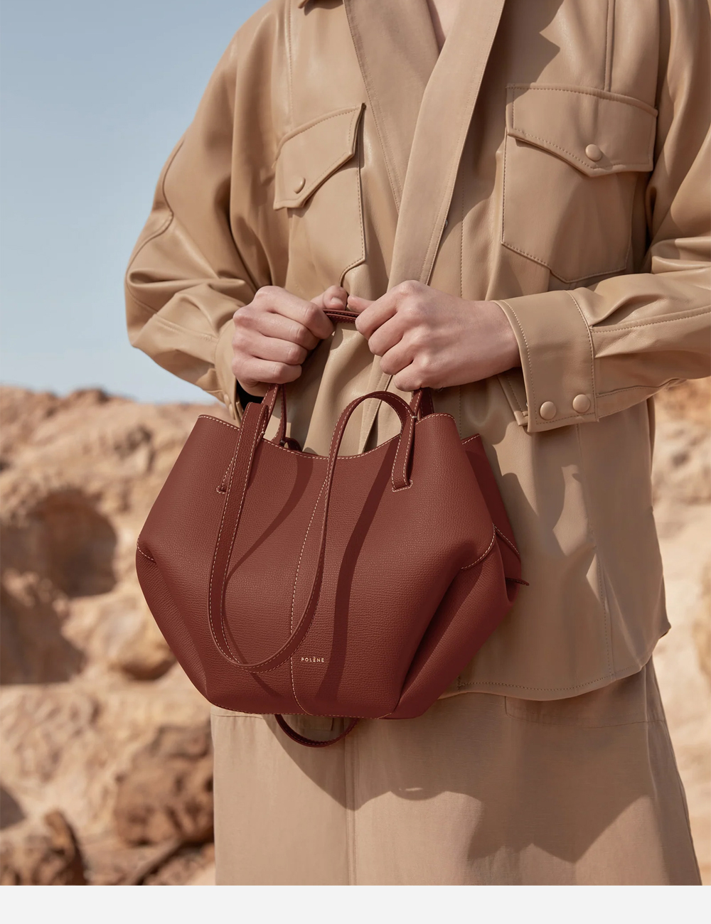 Polene Cyme Mini Edition Textured Cognac (Polene-CM-ETC)