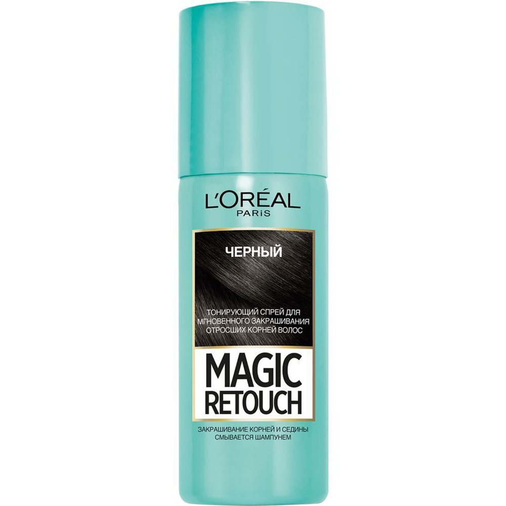 L'Oreal Paris Спрей тонирующий Magic Retouch, для закрашивания отросших корней и седины, тон №1, Черный, 75 мл