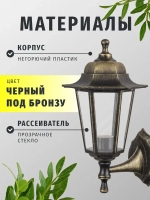 Светильник уличный настенный Navigator 80 494, 6 граней, цоколь E27, IP44, черный под бронзу
