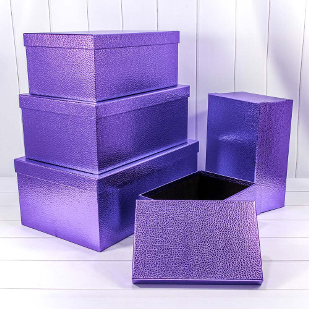 Коробка 53х35х22 см Набор 5 шт "Кожа крокодила" (Фиолетовый)