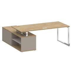 Shift Стол руководителя с опорной греденцией, правый SK.SRG-200 (R) Тиквуд Светлый/Капучино 2000*180