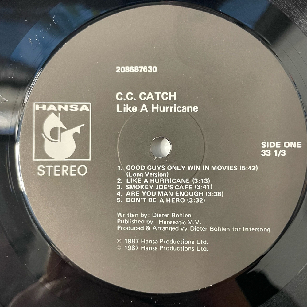 Винтажная виниловая пластинка LP C.C. Catch Like A Hurricane (Гонконг 1987)