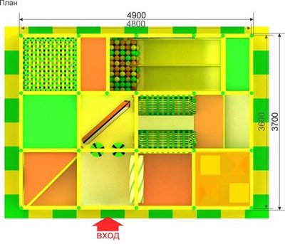 Детский игровой лабиринт «Теремок» 17,3 м² (4,9*3,7*2.5м)
