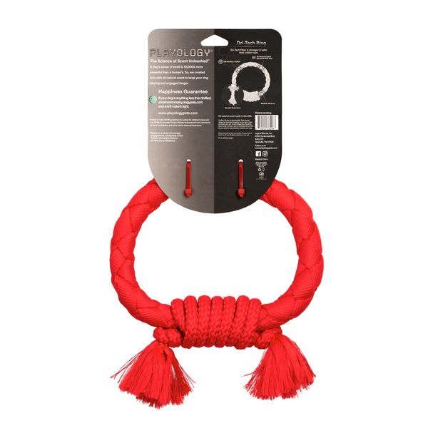 Жевательное кольцо-канат Playology DRI-TECH RING для собак средних и крупных пород с ароматом говядины, цвет красный