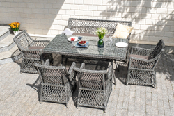 "Катания" обеденная группа плетеная на 6 персон, цвет графит