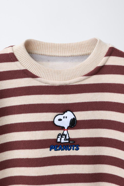 ZARA ТОЛСТОВКА В ПОЛОСКУ С ВЫШИВКОЙ SNOOPY PEANUTS™, КОРИЧНЕВЫЙ/ЭКРЮ