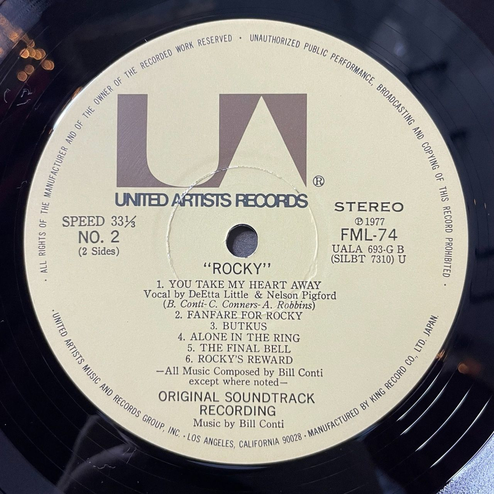 Винтажная виниловая пластинка LP Bill Conti Rocky Motion Picture Score (Japan 1977) (No Obi) Going The Distance