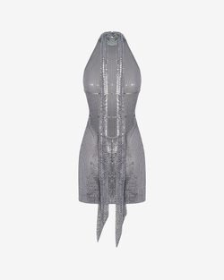 Платье мини из пайеток с открытой спиной